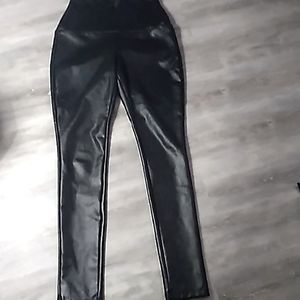Black faux leather leggings